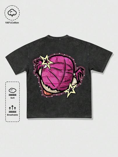 Street Life Men's High Street Vintage Distressed Snowflake Round Neck T-Shirt