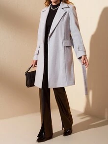 EURMUSE Phụ nữ, Mùa thu, Tay dài, Chiều dài thông thường, Thường ngày, Áo khoác ngoài màu xám nhạt - Màu Xám nhạt - Xem 5