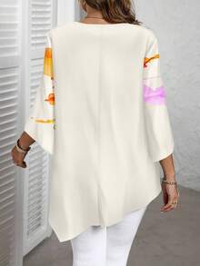 EMERY ROSE 水彩印花优雅教师礼物休闲简约全印花大码衬衫，春秋季 - 彩色 - 查看 2