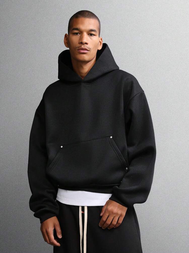 Cropped Heavyweight Hoodie With Centre Pocket
