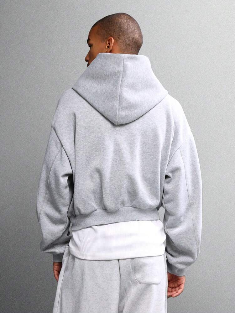 Felpa con cappuccio Essential Cropped Full Zip con tasca centrale