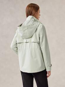 OutZeal 女式防水抽绳腰部翻盖口袋连帽户外外套徒步露营 - 綠色 - 查看 10