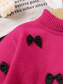 LMoss Kids LMoss Young Girl Guler Stand Croială Lejeră Casual Fundă 3D, Fire Decor Pulover, Costume pentru Fete Fete, Pulover pentru Mici, Haine de Iarnă pentru Fete, Pulover pentru Fete