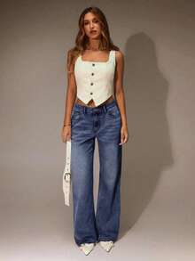 SHEIN Forever 21 秋季/冬季/返校季/乡村音乐会/女士音乐会/外出/生日/万圣节服装/休闲/千禧年/2000年代/90年代/性感/西部牛仔女装/波西米亚风/乡村风/夜店/办公室/鸡尾酒会/复古/紧身/锐舞节/趣味/优雅/老钱风/街头风/度假/乡村音乐会/工作/端庄/国庆新年派对外出时尚/基础款/毕业/万圣节/低腰宽松/阔腿/直筒/裤子 - 彩色 - 查看 5