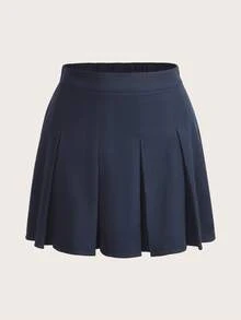 Modelyn Setelan 2 potong Vintage Kontras Warna Denim Efek Lengan Panjang Kancing Depan dan Rok Lipit Kasual untuk Musim Gugur/Dingin - Navy Blue - View 9