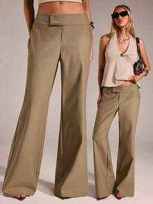 Avantive Pantalon casual d'affaires taille basse pour femmes, tenues décontractées d'été pour femmes, pantalon blanc Y2K pour l'automne/hiver