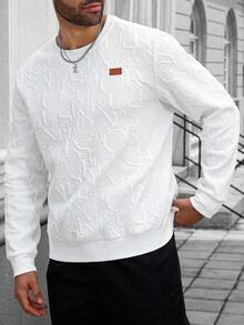 Manfinity CasualCool 大码男士纯色圆领长袖休闲套头衫，秋季