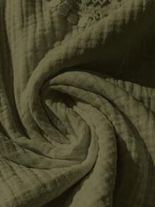 Linhara Áo cánh rộng màu trơn họa tiết vải cắt xẻ cổ áo cho kỳ nghỉ mùa hè cỡ lớn dành cho nữ cỡ lớn - xanh quân đội - Xem 4