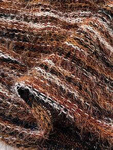 Maweii Plus Size Women Sexy Faux Fur Knitted Fabric Bodycon Drawstring Asymmetrical Hem Skirt, Stylish Design For Party, Gathering, Outing