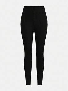 SHEIN Girlism 2 pezzi/set Leggings a vita elastica in maglia bicolore per ragazze adolescenti, casual da indossare in casa e fuori, autunno/inverno