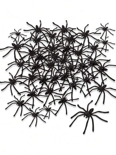 100pcs Halloween Black Simulated Spiders, Realistic Fake Mini Spiders, Scary Long-Legged Plastic Spider Horror Prank Props, Small Spider Accessories, Halloween Haunted House Spider Outdoor Decor, Halloween Indoor Party Decoration, Garden Decor, Yard Decor, Holiday Decor, Cake Decoration