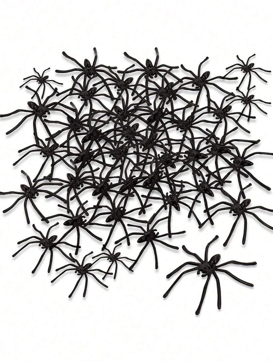 100 件万圣节黑色仿真蜘蛛、逼真假迷你蜘蛛、可怕的长腿塑料蜘蛛恐怖恶作剧道具、小蜘蛛配件、万圣节鬼屋蜘蛛户外装饰、万圣节室内派对装饰、花园装饰、庭院装饰、节日装饰、蛋糕装饰 - 黑色 - 查看 1