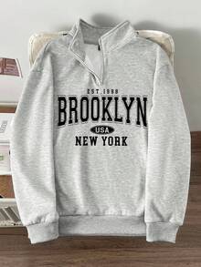 Manfinity Joysei Áo nỉ nam cổ cao nửa kín, kiểu dáng retro Mỹ, thích hợp cho mùa thu/đông, hoặc mặc đôi khi đi học. - Màu Xám nhạt - Xem 2