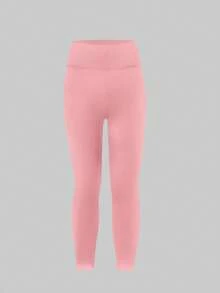 SHEIN Sparklyn 4pcs/Set Girls Elastic Waist Soft Knit Leggings, Grey, Pink, Black, Blue, Comfortable & Stretchy Legging Kids Fall Winter - Multicolor - View 4