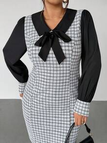 Firerie Gaun Wanita Elegan dan Romantis 2 in 1 dengan Hiasan Pita dan Patchwork Kain Warna Kontras - MultiWarna - View 9