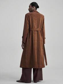 Ontre 2025 New Arrival Autumn Fashion Solid Color Double-Breasted Trench Coat - Mocha Brown - View 3