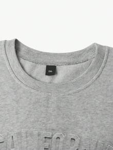 Manfinity Homme Plus Size Men's California Graphic Pullover And Drawstring Waist Sweatpants Set, Fall Winter Clothes - Grey - View 4