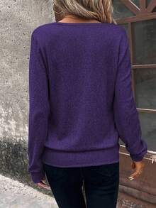 EMERY ROSE Casual Loose Long Sleeve Women Sweatshirts, Suitable For Daily Wear Fall Cloth For Women - Purple - View 2