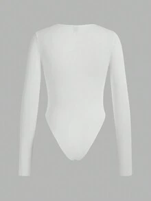 SHEIN EZwear Bộ 3 áo liền quần dài tay tối giản đa năng màu trơn dành cho nữ, phù hợp cho mùa thu/đông - Nhiều màu - Xem 5