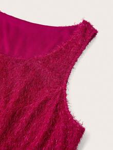 Ellevyn 大码女式两件套西装，优雅粗花呢外套和连衣裙，适合秋冬季节 - 酒紅色 - 查看 8