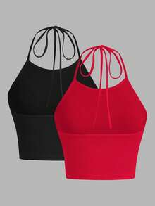 SHEIN EZwear 2 件女士休闲性感细肩带吊带背心，适合夏季 - 彩色 - 查看 2