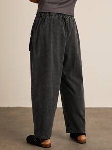 Freevana Quần ống đứng dáng rộng có túi hộp thắt eo cỡ lớn dành cho nữ - màu đen - Xem 2