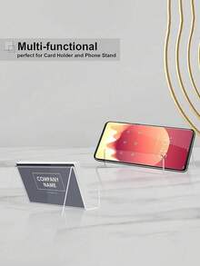 1pc Acrylic Business Card Holders On The Office Desk, Transparent Plastic Desktop Business Card Display Stand, Business Card Holder, Business Card Holder, Can Accommodate 30-50 Business Cards, Acrylic Business Card Display Rack - Multicolor - View 5