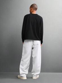 SUMWON Premium Wide Leg Skater Fit Textured Melange Pants Drawstring Relaxed Trousers High Waist Versatile Bottoms Fall Winter Casual Comfort - White - View 5