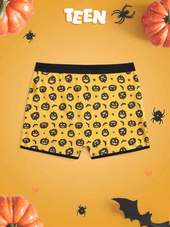 NotGurli Halloween Devil Pumpkin Contrast Color Comfortable High Waist Panties, Cute For Halloween Party, Music Festival, Bar, Club Outfit, Suitable For Teenagers