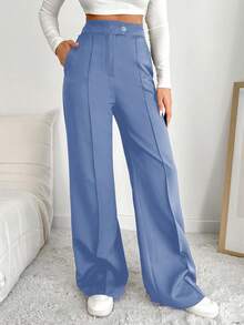EURMUSE Women's Casual Commuter Slant Pocket Suit Pants - Dusty Blue - View 5