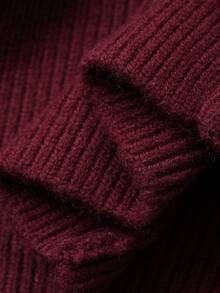 DAZY Women's Casual V-Neck Cardigan, Solid Color, Autumn - Burgundy - View 10