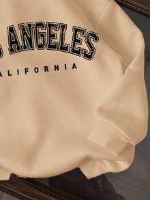 Kleine Jungen Lässig Komfort Los Angeles Grafik Strick Dicke Langarm Sweatshirt, Khaki, geeignet für gesellige Anlässe, Herbst/Winter - Khaki - Übersicht 4