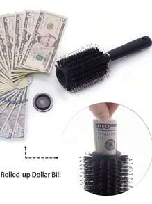 1 件转移圆形毛刷，带隐藏式隔层，安全储物盒，可存放金钱、珠宝、房门钥匙、贵重物品，适合旅行或居家使用 - 彩色 - 查看 10