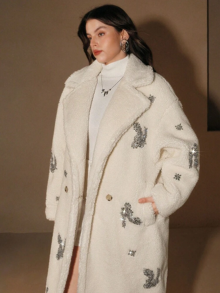 Plus Size Women's Outdoor Warm Long Sleeve Casual Faux Fur Coats, Autumn/Winter