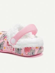 Cozy Pixies 1 Pair Girls Comfortable Fashion Casual Lightweight Cute Printed Anti-Slip Warm Thermal Lined Breathable Slip-On House Slippers, Pink - Pink - View 6