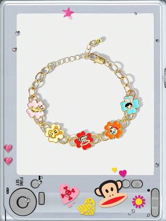 Paul Frank X ROMWE Cartoon Colorful Cute Four-Leaf Clover Bracelet