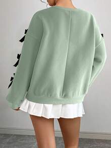 Chiquease Women's Valentine's Day Date Bow Decor Sweatshirt Fall Cloth For Women - Mint Green - View 2