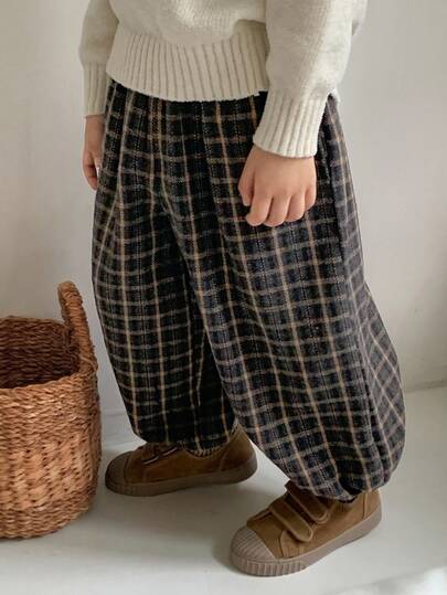 DAZY Boys (Small) Casual Loose Plaid Pants, Japanese Style, Autumn