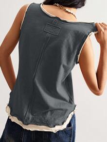 Bohemela Women's Casual Knit Patchwork Sleeveless Vest