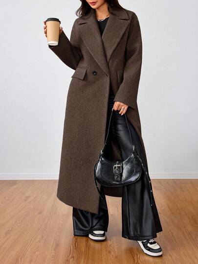 SHEIN Unity معطف طويل كاجوال بياقة مفتوحة