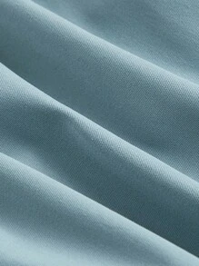 SHEIN MOD 純色褶邊休閒裙 - 藍色 - 查看 4