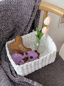 Handmade Woven Storage Baskets  Natural Paper Rope Organizer Bin For Home, Farmhouse Decor Basket With Lid (S/M/L), Bookshelf & Kitchen Cabinet Organizer, Christmas Gift Idea - White - View 5