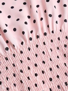 Sweetra Áo không tay chấm bi thắt nơ eo phong cách Pháp thanh lịch dành cho nữ, dáng ôm, thường ngày, đa năng, mặc hàng ngày và đi làm, mùa xuân/hè - Hồng - Xem 4