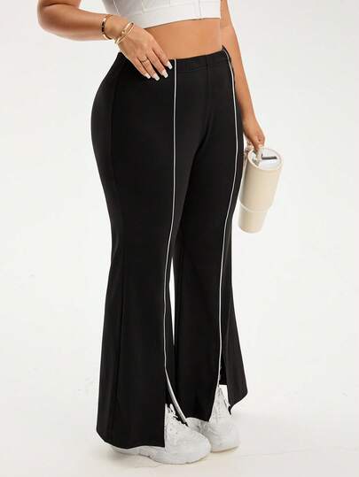 Rhythm Era 大码女式休闲喇叭裤，侧开衩，运动百搭，适合日常穿着，四季皆宜