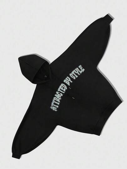 Street Life Men's Street Style Letter Print Casual Hoodie Sweatshirt, Autumn