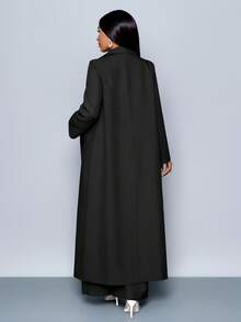 SOLERSUN Winter Clothes For Women Ankle Length Longline Double Breasted Blazer With Trousers Suit - Black - View 2