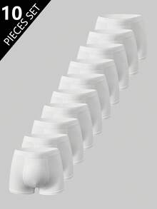 10条装男童纯白色基本款休闲简约棉质柔软舒适三角裤内裤 - 白色 - 查看 1