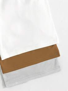 SHEIN 返校时尚三件套/青少年男童休闲字母印花图案短袖T恤和短裤家居服套装 男童图案T恤套装 男童夏季套装 - 彩色 - 查看 8