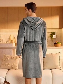 Manfinity Underwear&Sleepwear Basics Comfortable Long Sleeve Men Loungewear Robes, Fall Winter - Multicolor - View 2