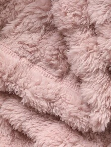 DAZY Women's Textured Fleece Patchwork Hooded Robe, Winter, Fall Fluffy Pajama, Cozy - Pink - View 8